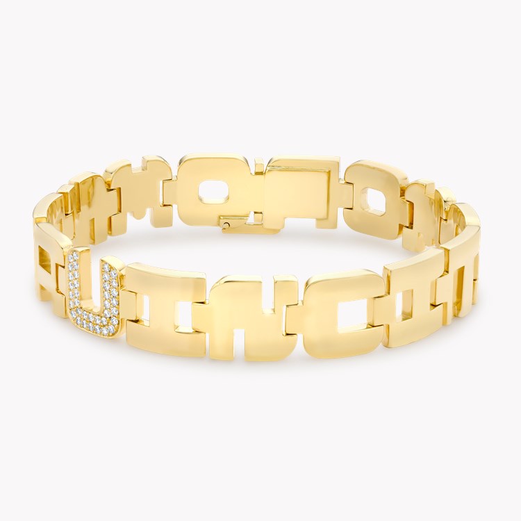 Loveletters Diamond Bracelet  OMNIAVINCINTAMOR  in 18ct Yellow Gold Brilliant Cut, Pavé Set_1