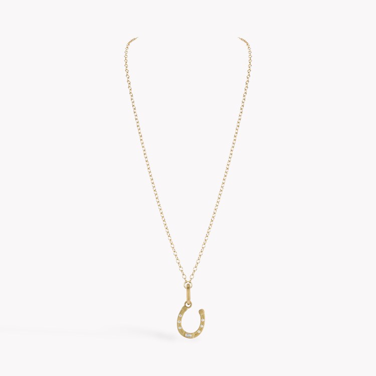 Baguette and Brilliant Cut Diamond Horseshoe Charm Baguette and Brilliant Cut, Rubover Set_2