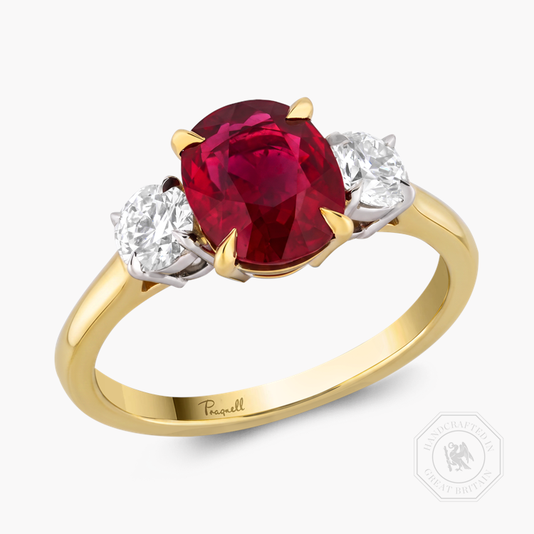 Oval Cut 2.10ct East African Ruby and Diamond Ring Oval Cut, Claw Set_1