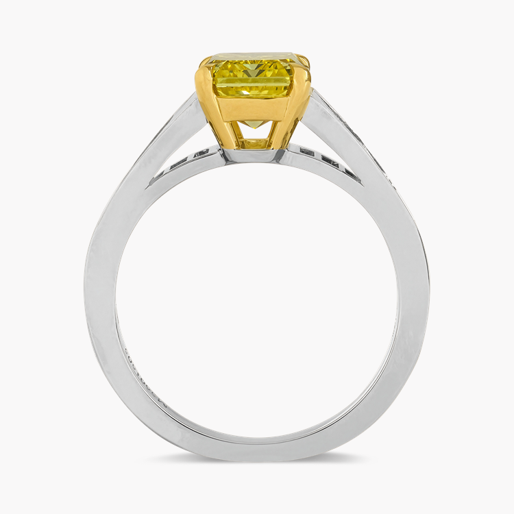 Masterpiece 3.01ct South African Fancy Vivid Yellow Diamond Ring Emerald & Trapeze Cut, Claw Set_3