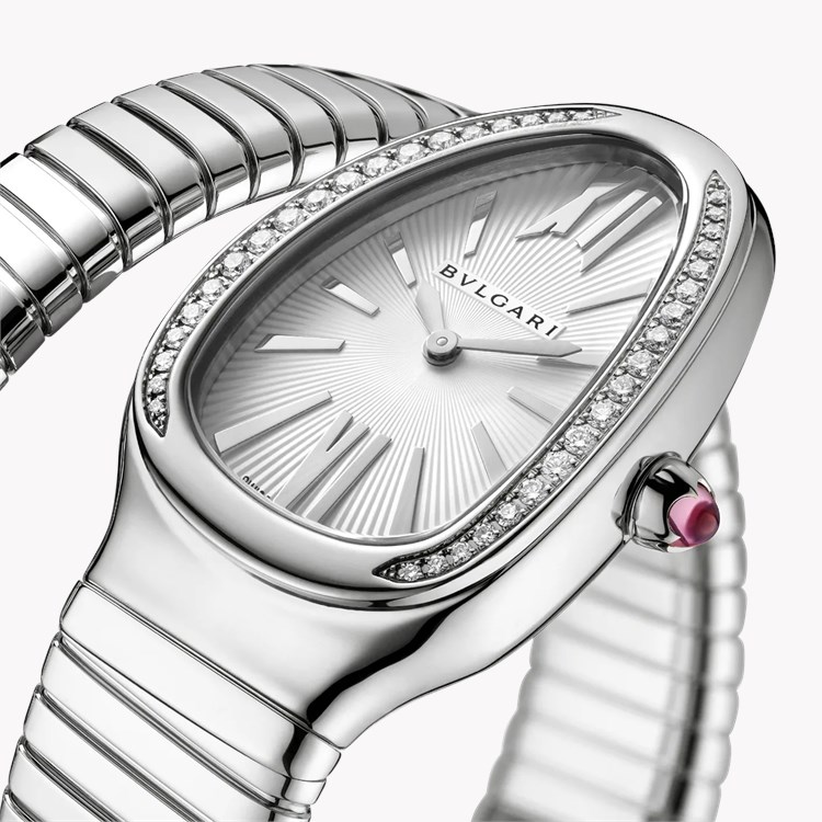 Bvlgari Serpenti Tubogas 35mm. Silver Dial, Baton & Roman Numerals_2