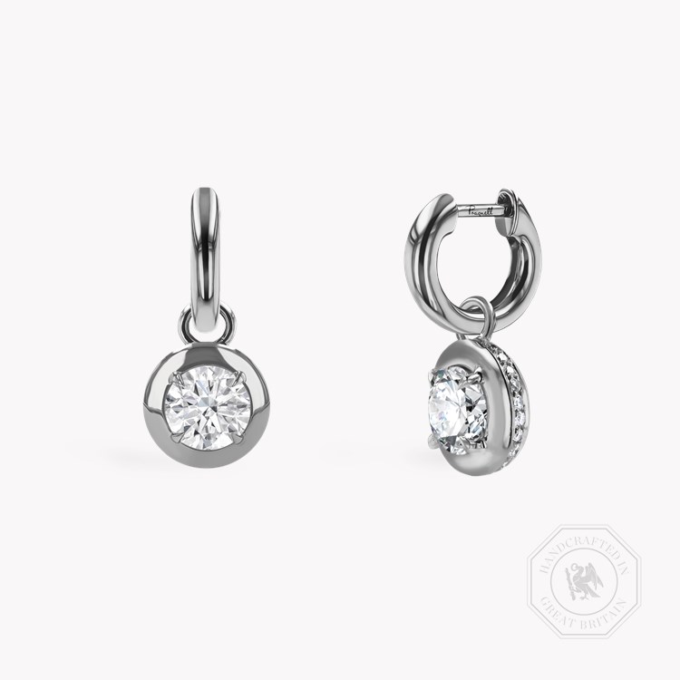 Skimming Stone 1.56ct Botswana Diamond Drop Hoop Earrings Brilliant cut, Claw set_1