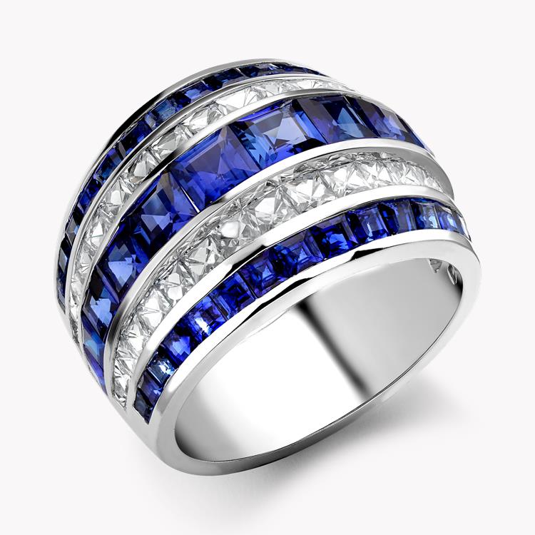Manhattan Classic Sapphire & Diamond Ring  6.43CT in Platinum Carre & French Cut, Channel Set_1