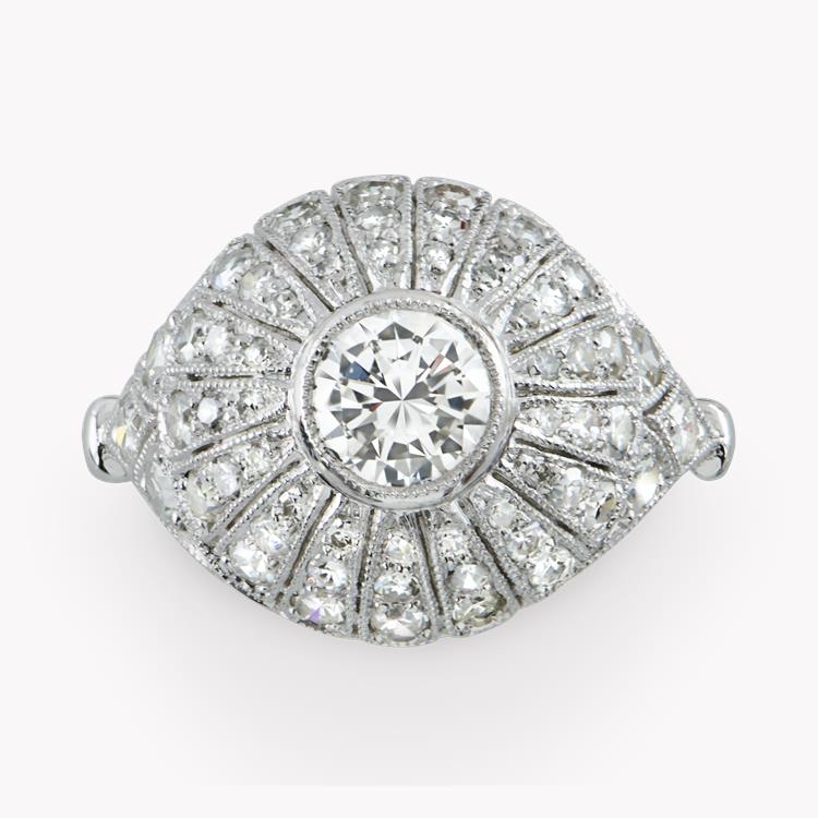 Art Deco Diamond Bombé Ring 0.51CT in Platinum Brilliant Cut Diamond Ring, with Diamond Surround_2