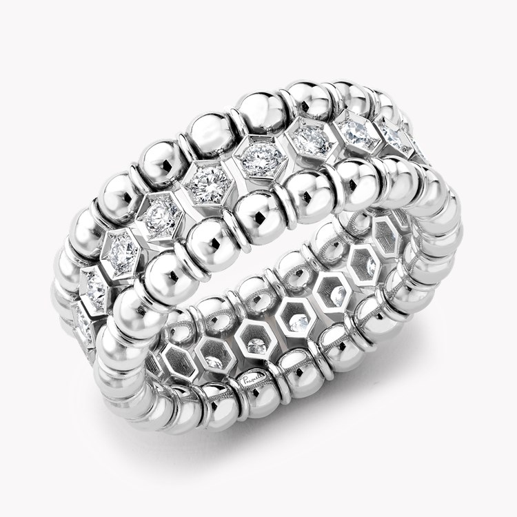 Bohemia 0.73ct Diamond Expandable Three Row Ring Brilliant Cut, Rubover Set_1