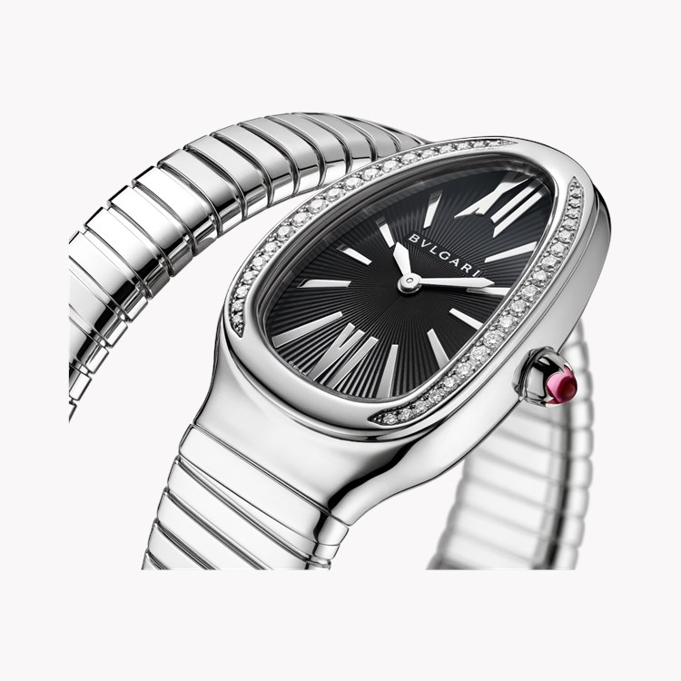 Bvlgari Serpenti Tubogasi 35mm, Black Dial, Baton & Roman Numeral_2