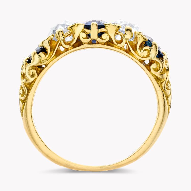 Victorian Blue Sapphire & Diamond Ring    in Yellow Gold _3