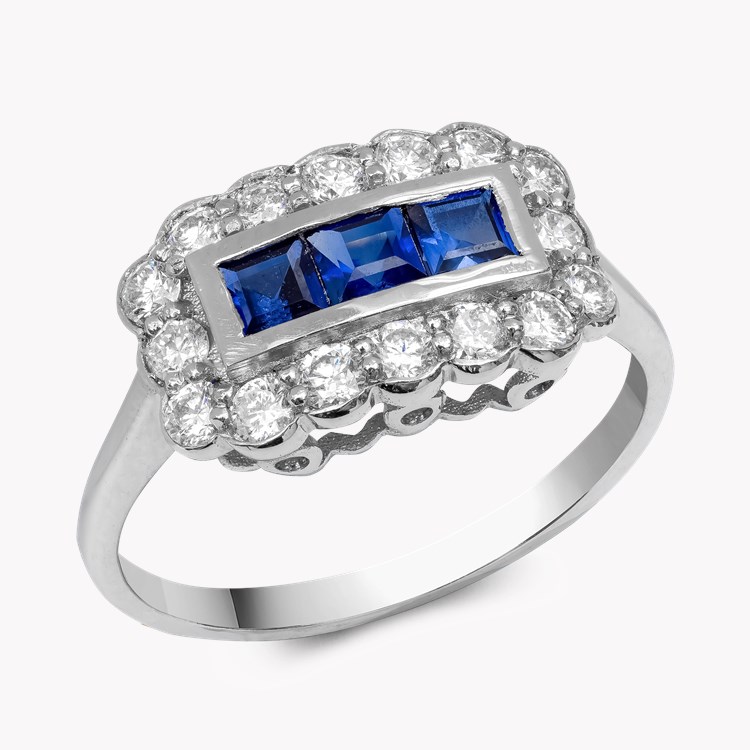 Square Step Cut Sapphire and Diamond Ring Square Step Cut, Channel Set_1