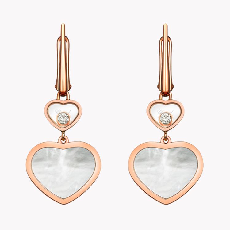 Chopard Happy Hearts Mother of Pearl and Diamond Drop Earrings Brilliant Cut, Rub Over Set_1