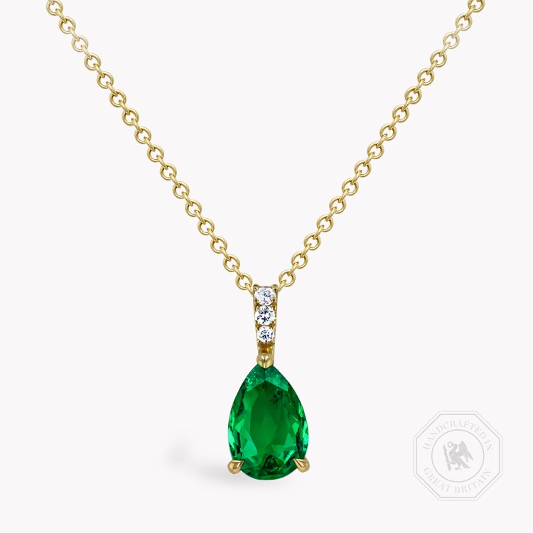 Emerald and Diamond Pendant Pearshape, Claw Set_1