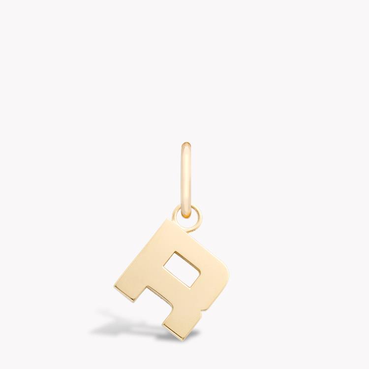 Medallion Letter R Pendant Charm  in 18ct Yellow Gold _1