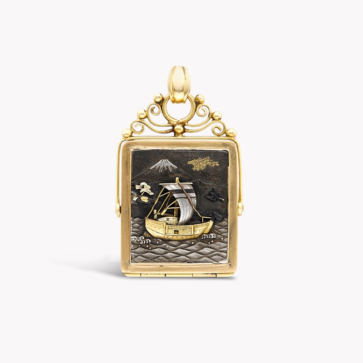 Victorian Japanese Shakudo Locket Pendant _1