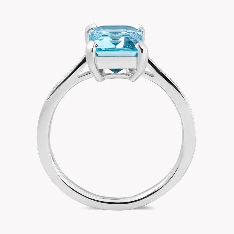 Rectangular Cut 2.285ct Aquamarine and Diamond Ring Rectangular Cut, Claw Set_3