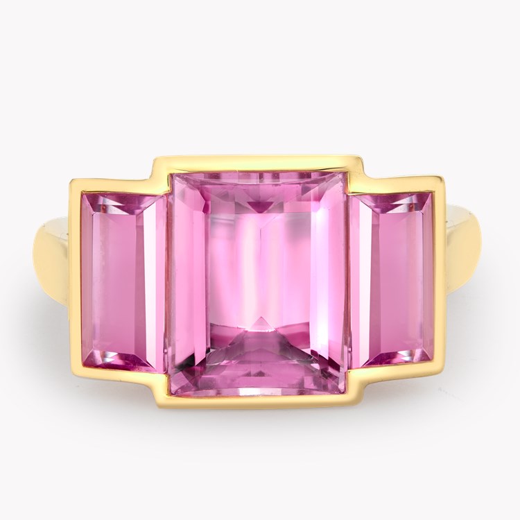 Kingdom Pink Tourmaline Ring Baguette Cut, Rubover Set_2
