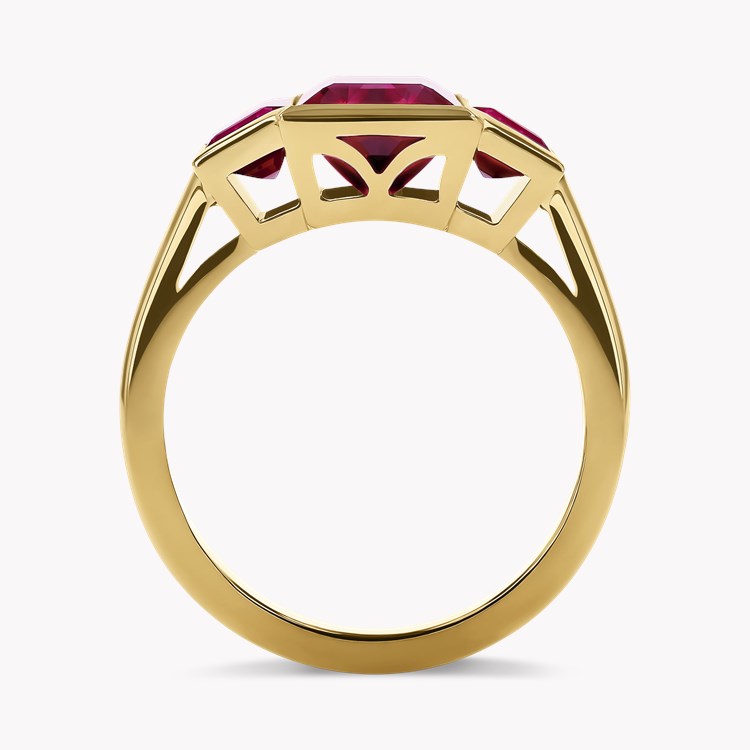 Kingdom 5.95ct Rhodolite Garnet Three Stone Ring Baguette Cut, Rubover Set_3