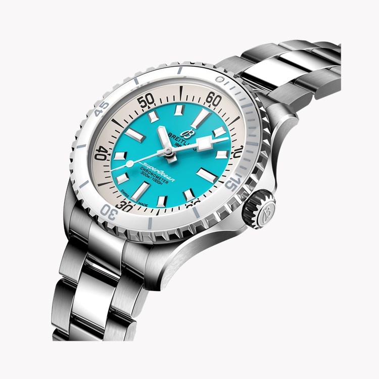 Breitling Superocean 36mm, Turquoise Dial, Baton Numerals_3