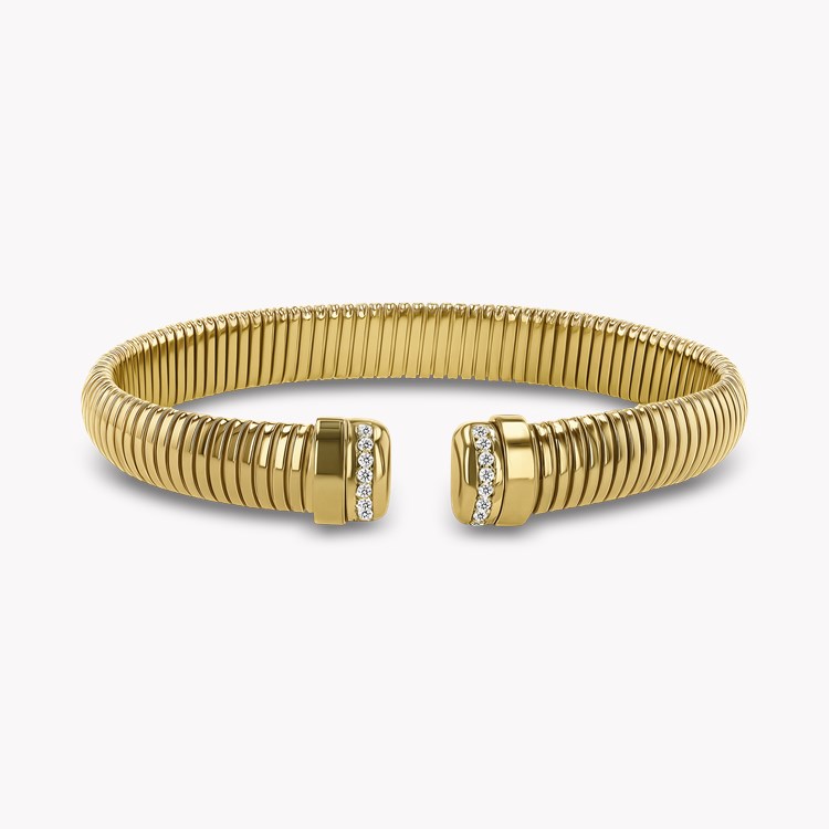 Fine Lines Half Round Shape Bangle - Brilliant Cut   0.16ct in 18ct Yellow Gold