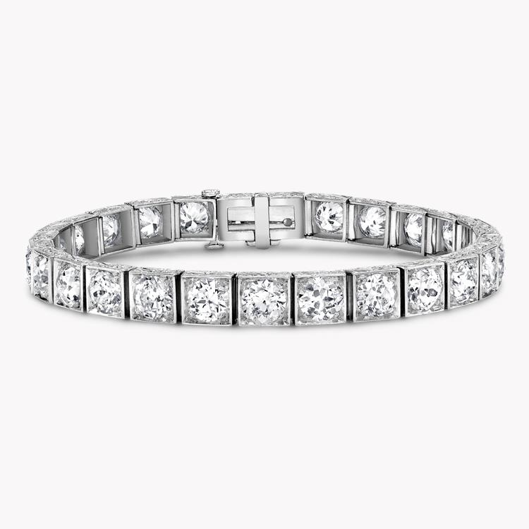 Art Deco Black Starr & Frost Diamond Bracelet 21.00CT in Platinum Brilliant Cut Diamond Line Bracelet_1