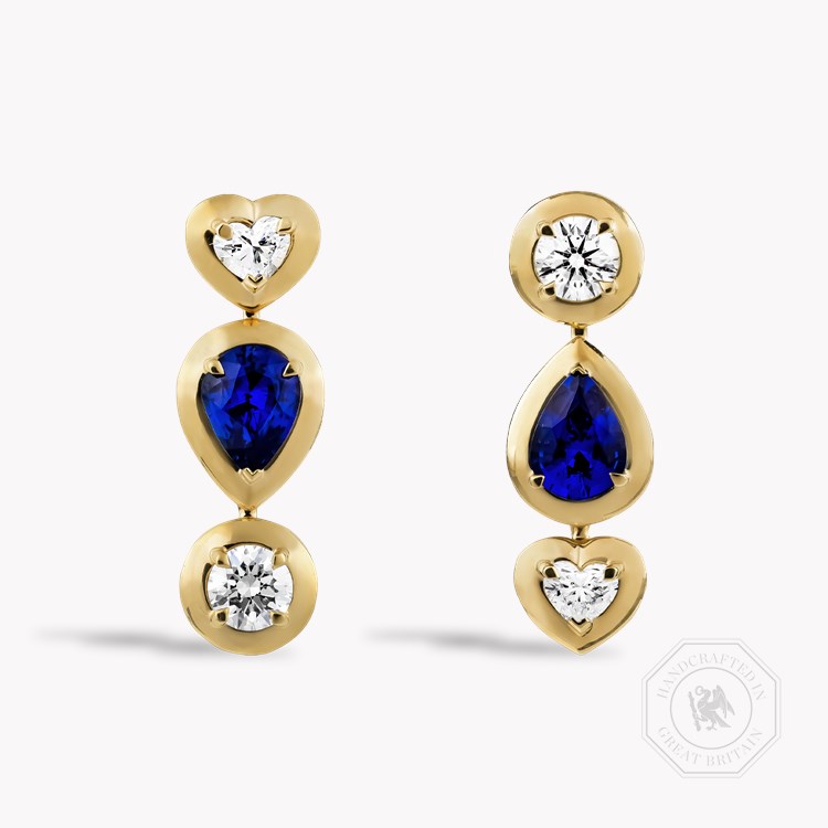 Skimming Stone 2.37ct Sapphire and Diamond Drop Earrings Pear Shaped, Claw Set_1