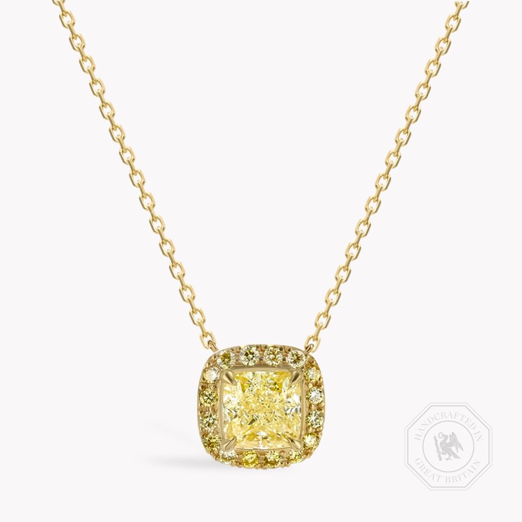 Celestial 1.51ct Kimberley Fancy Yellow Diamond Pendant Cushion modern cut, Claw set_1