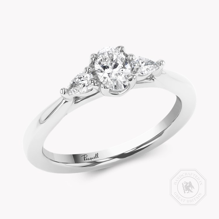 Classic 0.31ct Oval Cut Diamond Three Stone Ring Oval Cut, Claw Set_1