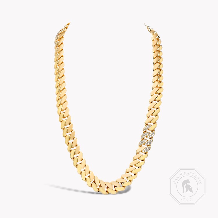 Fusion Long Polished Curb Link and  0.757ct Diamond Necklace (50cm) Brilliant Cut Pave Set_1