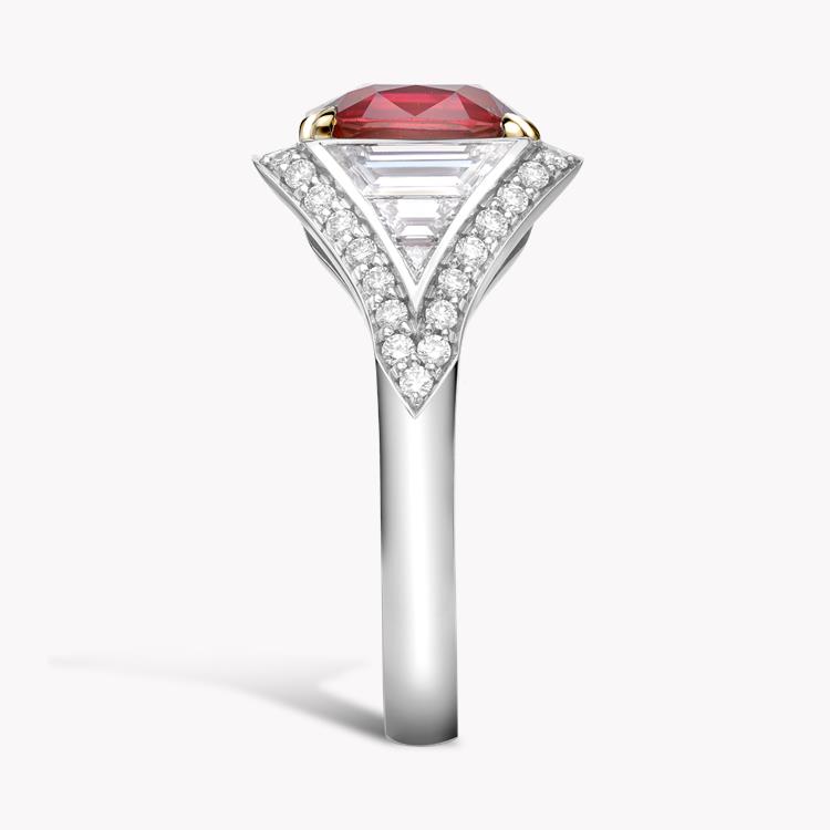 Masterpiece Cushion Cut Burmese Ruby Ring  3.98CT in Platinum & Yellow Gold Unheated with Diamond Surrounds_4