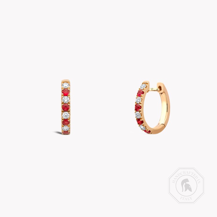 Ruby & Diamond Half Hoop Earrings Brilliant cut, Claw set_1