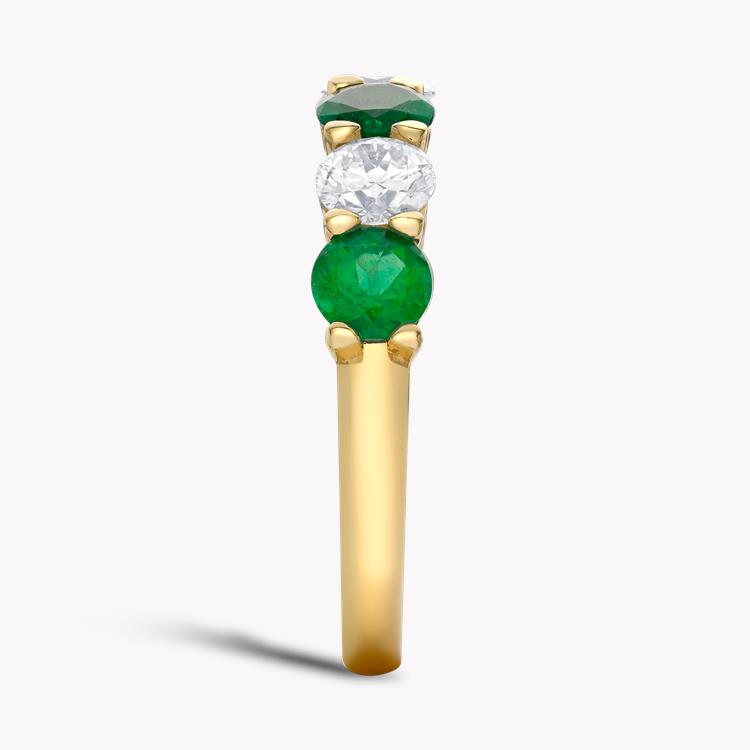 Seven Stone Emerald and Diamond  Ring  2.10CT in Yellow Gold Round Brilliant, Claw Set_4