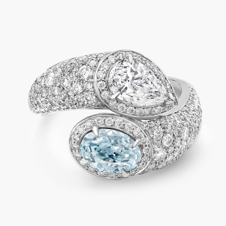 Masterpiece 1.01ct Fancy Blue Diamond Toi et Moi Ring Oval Cut, Claw Set_2