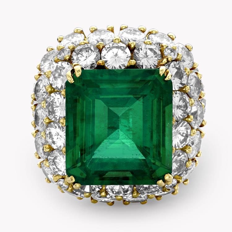 1970s Van Cleef & Arpels Emerald and Diamond Ring  12ct in 18ct Yellow Gold Octagonal Step & Brilliant Cut, Claw Set_2
