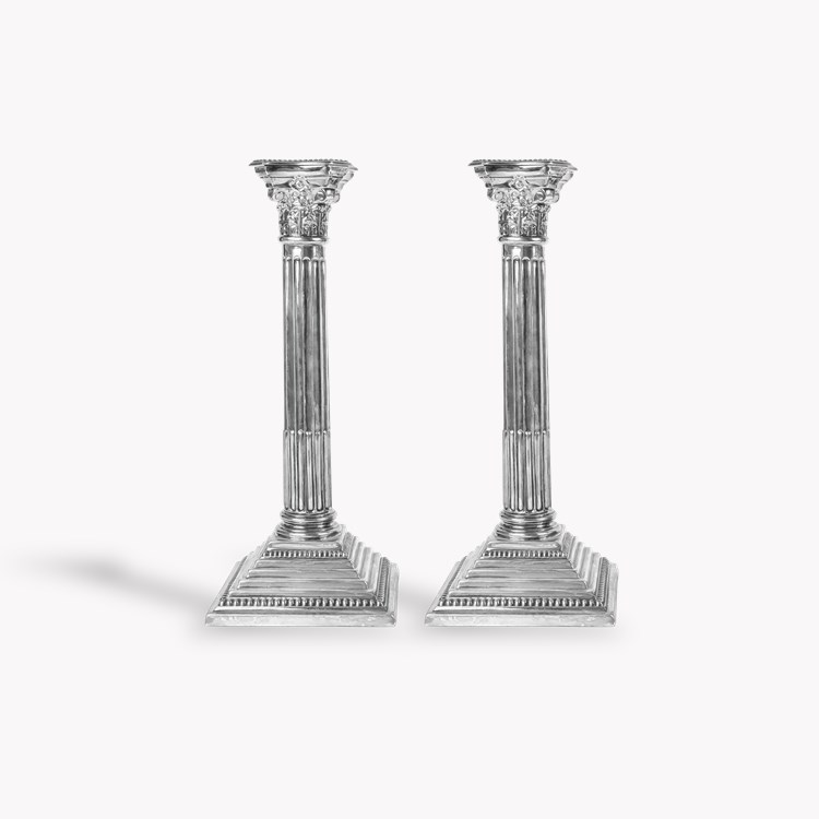 Silver Elizabethan Pair of Candlesticks Hallmarked Birmingham_1