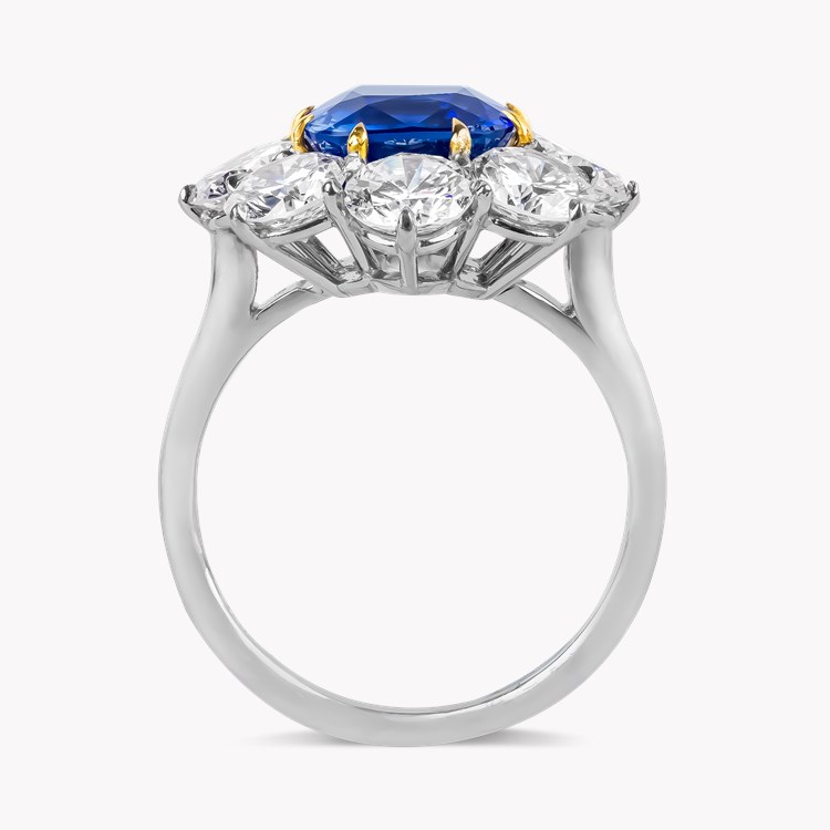 Antique Cushion Cut 3.669ct Kashmir Sapphire and Diamond Ring Antique Cushion Cut, Claw Set_3