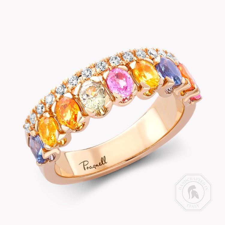 Rainbow Sapphire & Diamond Half-Eternity Ring   2.23ct in 18ct Rose Gold