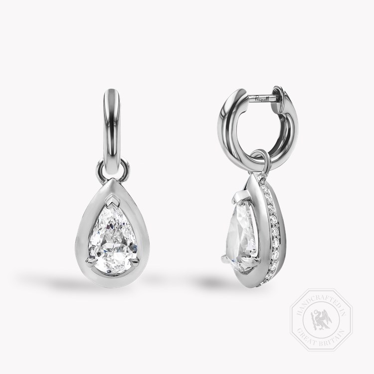 Skimming Stone Pear Shaped 1.80ct Diamond Drop Earrings   in 18ct White Gold