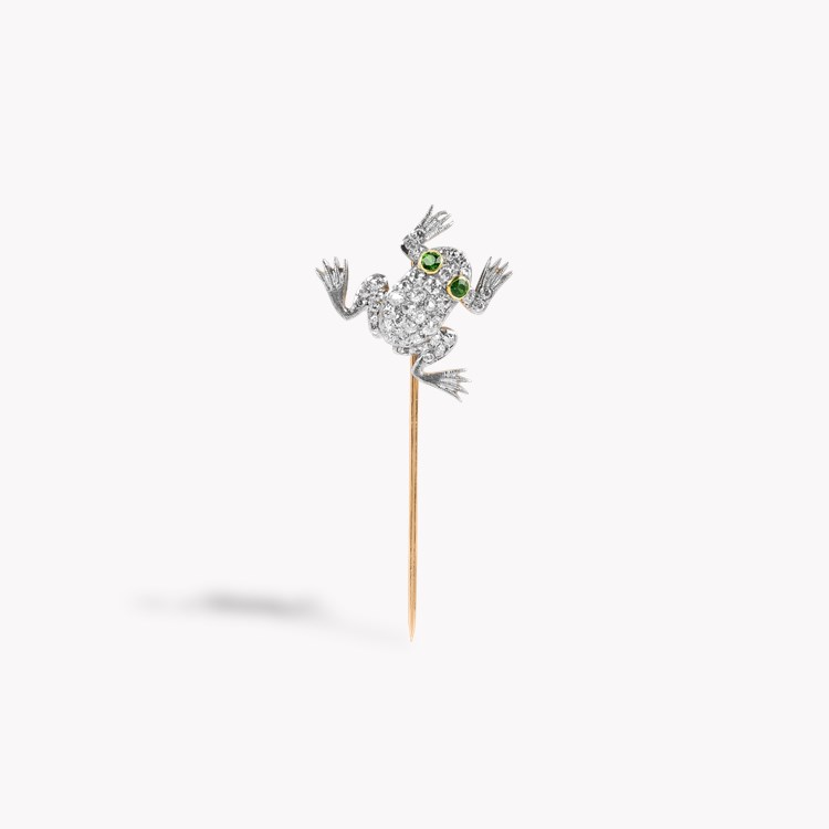 Art Deco Tiffany & Co. Diamond and Garnet Frog Stickpin Old European Cut, Gain Set_1