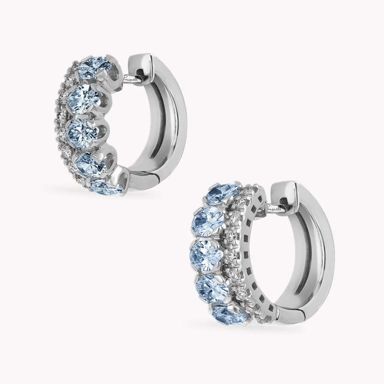 Oval Cut 1.34ct Aquamarine and Diamond Hoop Earrings Oval Cut, Claw Set_3