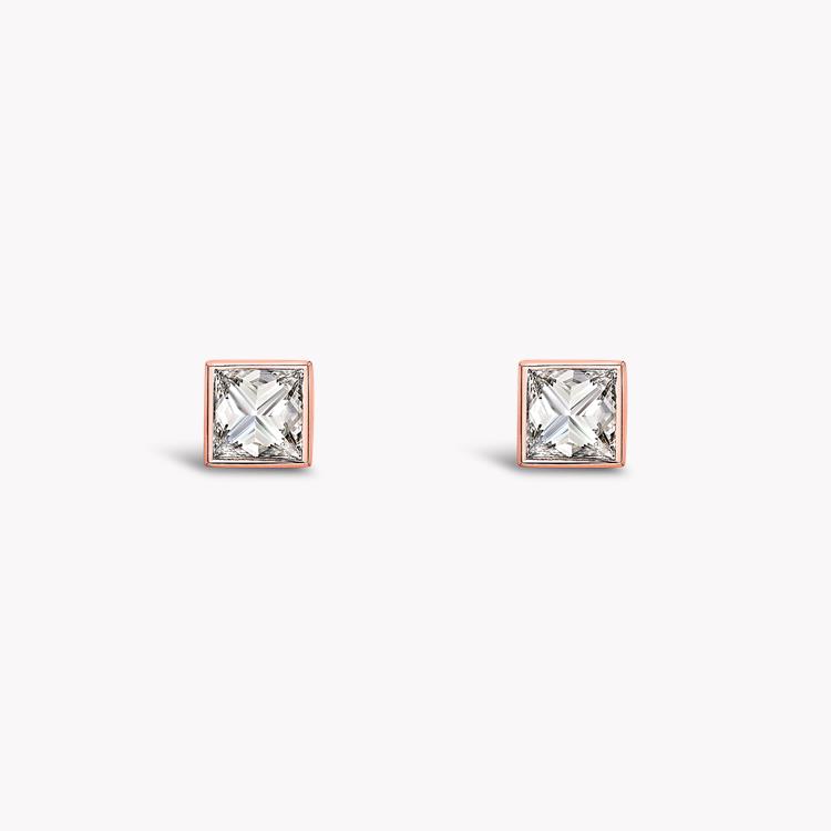 RockChic Diamond Studs 0.74CT in Rose Gold Princess Cut, Rubover Sett_1