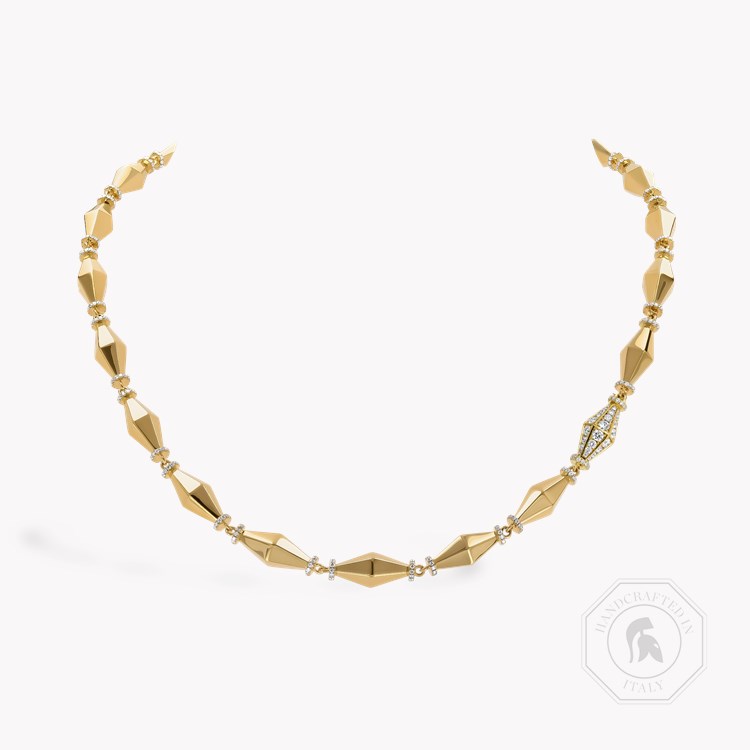 Cleopatra 3.04ct Diamond Gold Faceted Barrel Link Necklace   in 18ct Yellow Gold