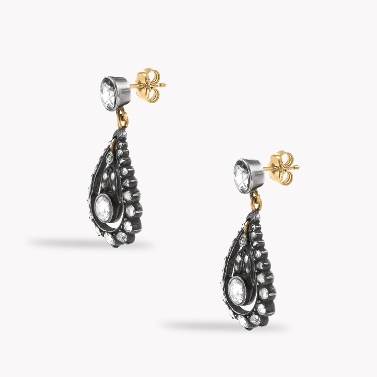 Rose Cut Diamond Drop Earrings Rose Cut, Rubover Set_2