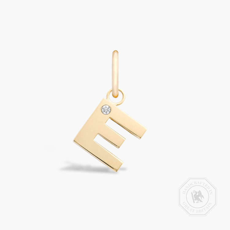 Letter E Diamond Pendant Charm Brilliant Cut, Rubover Set_1
