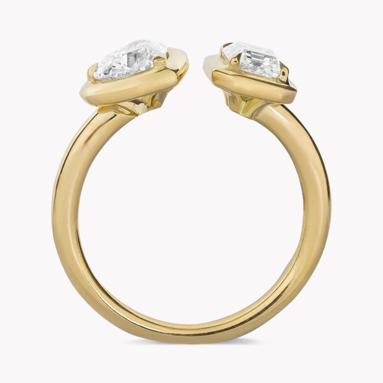Skimming Stone Diamond Toi et Moi Ring Emerald Cut and Heart Shaped, Claw Set_3