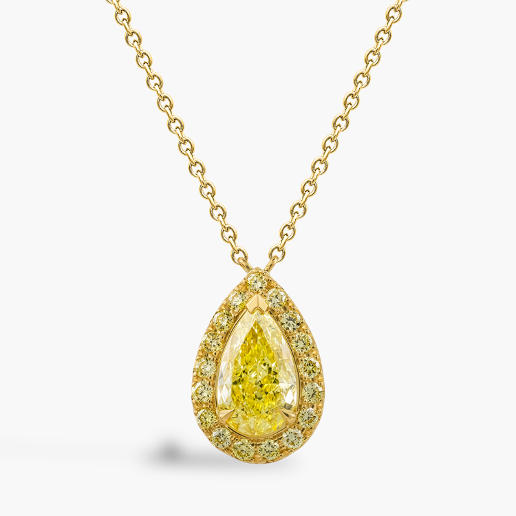 Celestial Pear Shaped 1.00ct Fancy Intense Yellow Diamond Pendant Pear Shape, Claw Set_1