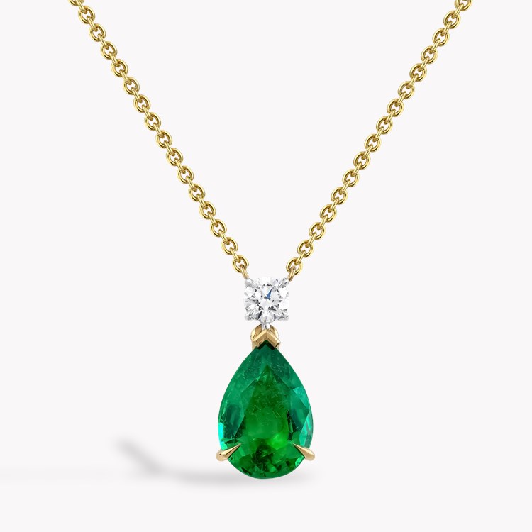 Pear Shaped 1.68ct Zambian Emerald and Diamond Pendant Pear Shape, Claw Set_1