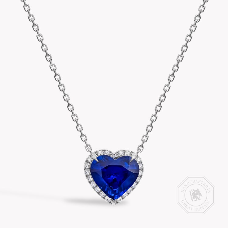Heart Shaped 3.15ct Sri Lankan Sapphire and Diamond Pendant Heart Shape, Claw Set_1