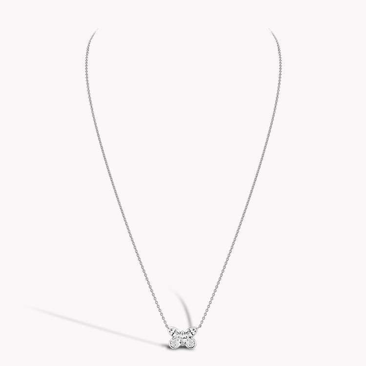 Butterfly Diamond Pendant  1.04CT in White Gold Pear and Marquise Cut, Rubover Set_2