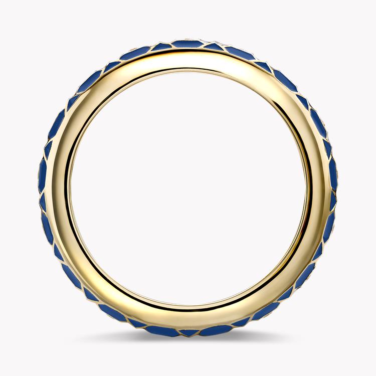 Revival Royal Blue Enamel and Diamond Ring  0.15ct in Yellow Gold Brilliant cut, Claw set_3