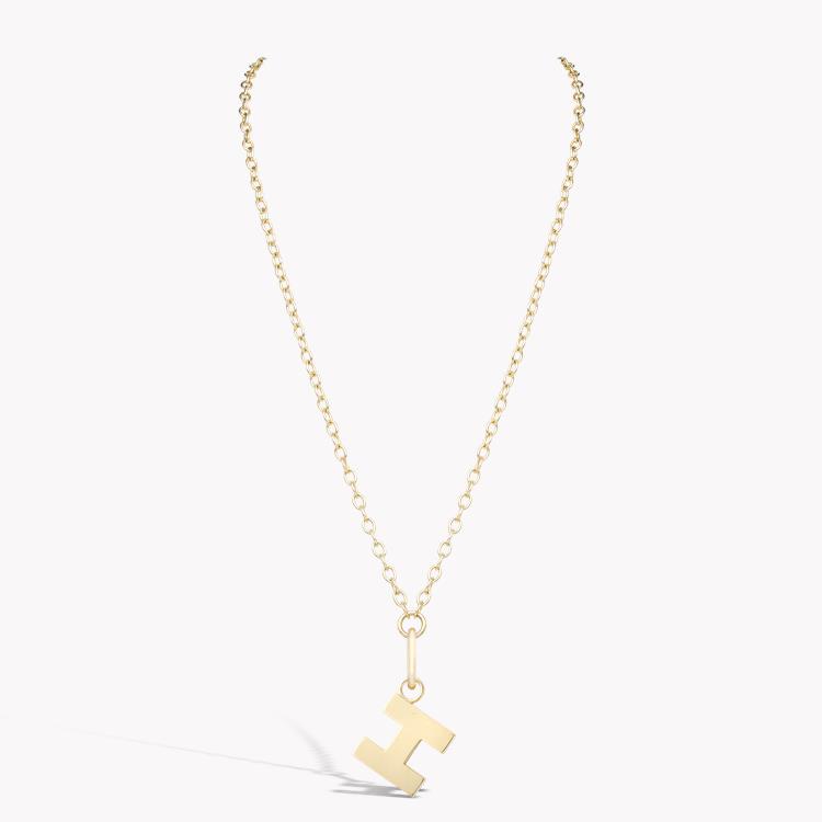 Medallion Letter I Pendant Charm  in 18ct Yellow Gold _2