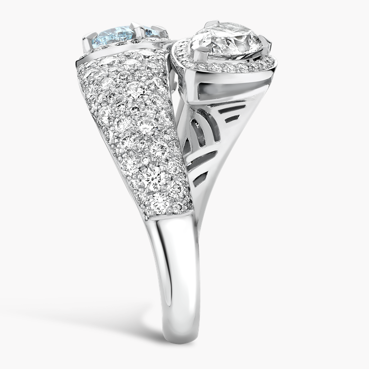 Masterpiece 1.01ct Fancy Blue Diamond Toi et Moi Ring Oval Cut, Claw Set_4