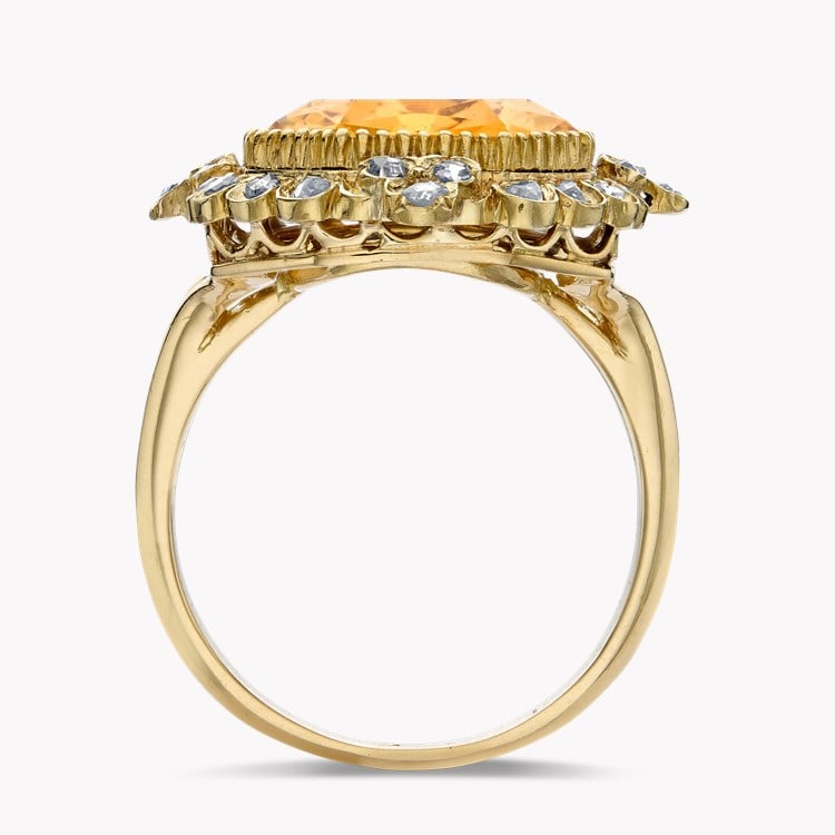 Antique Inspired Octagonal  Orange Topaz Ring Octagon & Rose Cut, Claw Set_3